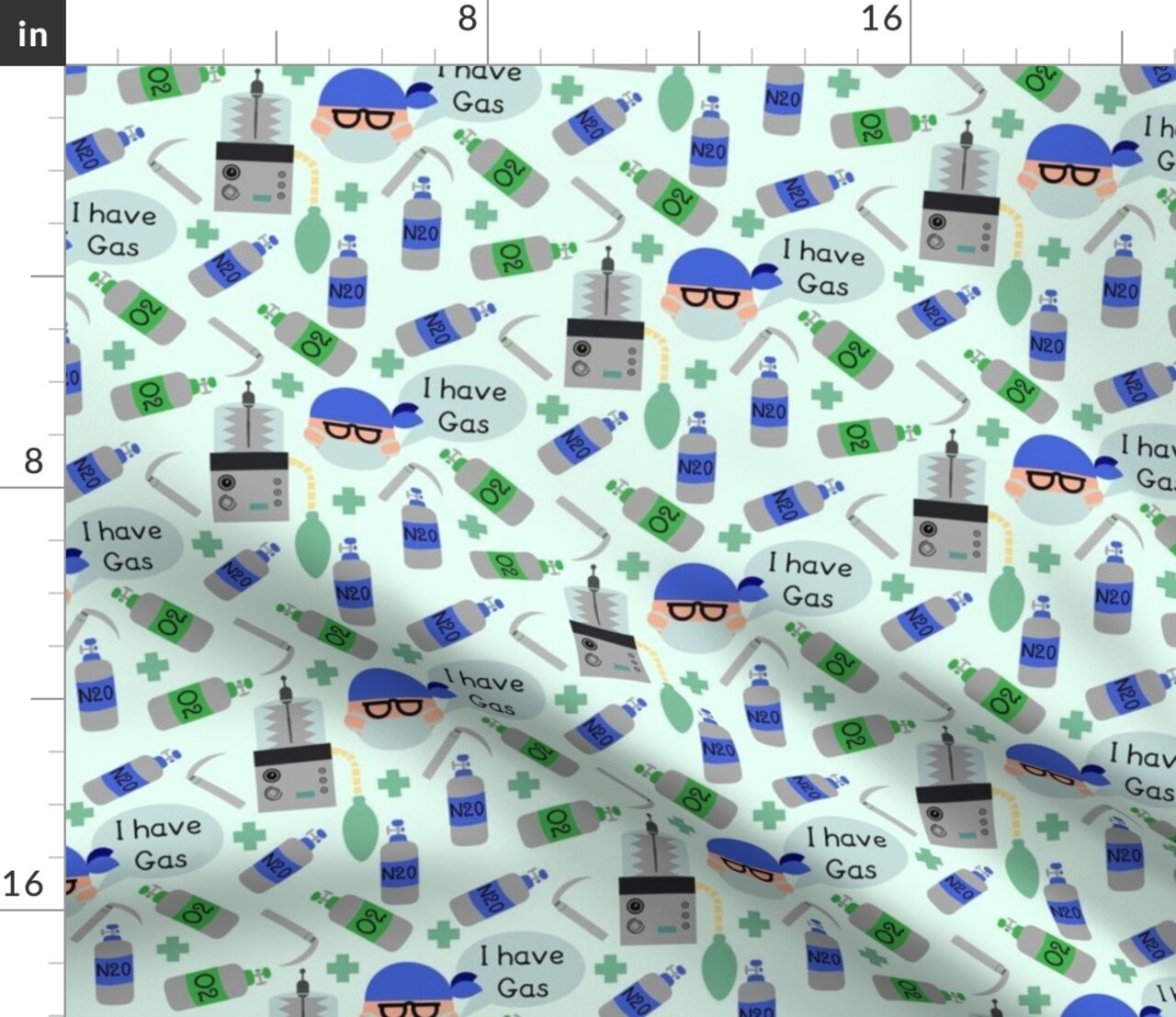 Doctor Nurse Tools healthcare funny whimsical Custom Printed Fabric by Spoonflower Various Fabrics by the Yard or Fat Quarter